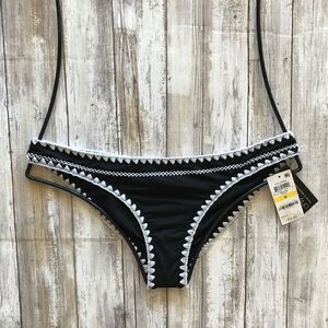 Bar III Black Contrast STITCHES Bikini Bottom
